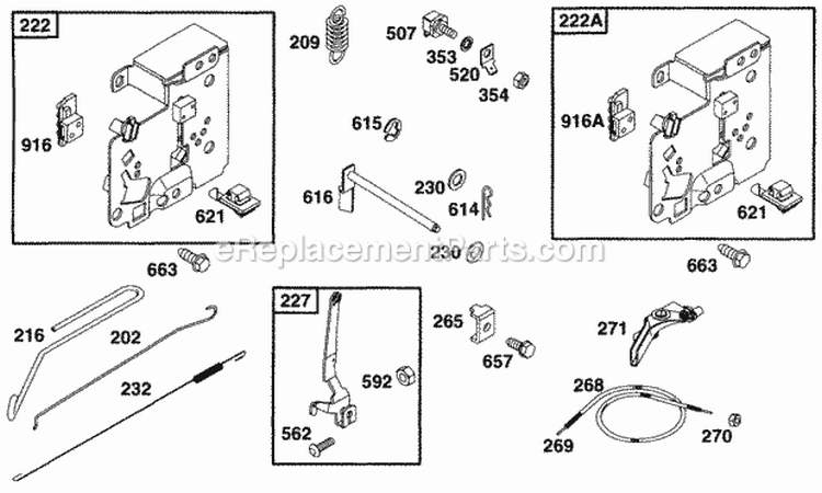 Controls Diagram and Parts List for 256702-0100-01  Briggs and Stratton Engine